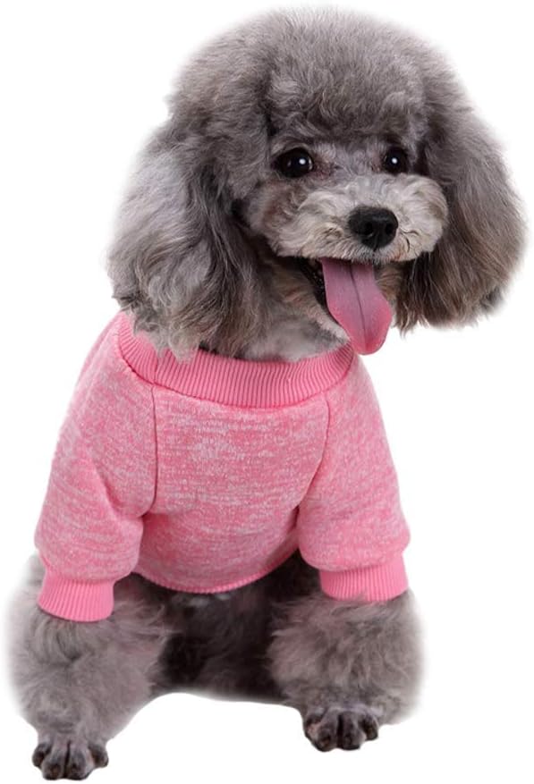 Jecikelon Dog Clothes Dogs Sweater Soft Puppies Clothing Winter Puppy Sweaters Warm Outfit for Dogs Small XXS XS Cat Apparel (Pink, L)