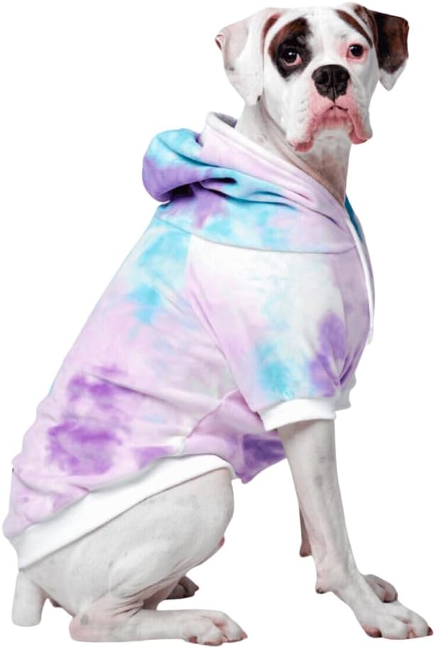 Spark Paws Dog Hoodie – Premium Dog Sweater for Small, Medium, and Large Dogs | Warm Outfits for French Bulldogs, Pitbull, Puppy, Winter Jacket Alternative - 90s Retro Sky Dye - 4XL