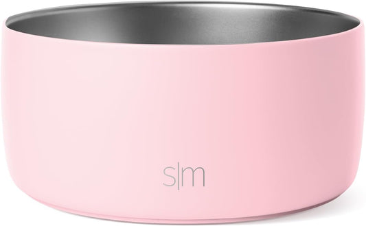 Simple Modern Stainless Steel Pet Water Bowl for Dogs & Cats | Reusable Insulated Stainless Steel Food Bowls for Dog Cat | No Tip No Slip BPA Free | Bentley Collection | Large (64oz) | Blush