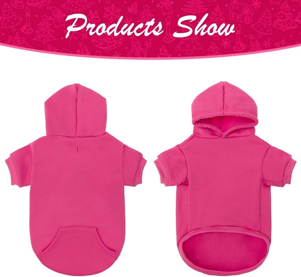 KOOLTAIL Basic Dog Hoodie - Soft & Warm Dog Hoodie Sweater with Leash Hole and Pocket, Dog Winter Coat, Cold Weather Clothes Sweatshirt for Small Medium Large Dogs Puppy Cat Boys Girls Deep Pink S