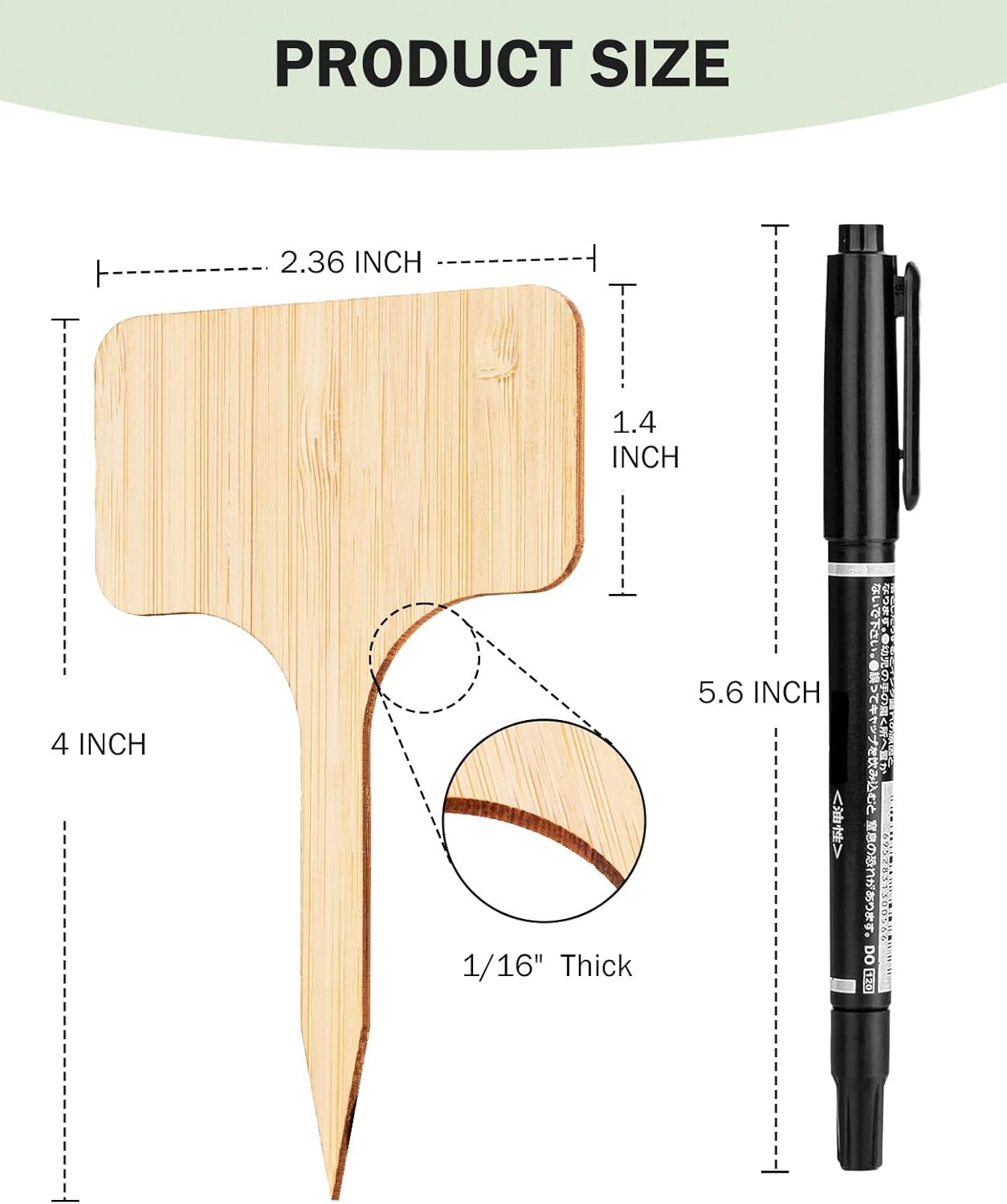 Homenote Bamboo Plant Labels 60Pcs Plant Tags for Seedlings T-Type Tags for Plants Outdoor Garden Markers Vegetable Seedling（2.36 * 4“