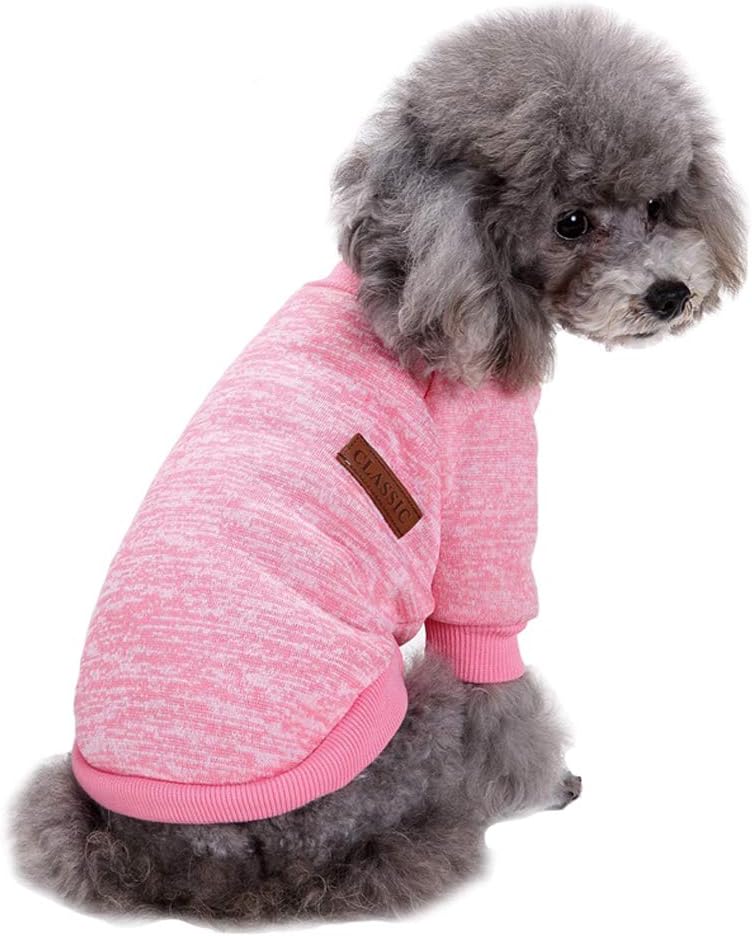 Jecikelon Dog Clothes Dogs Sweater Soft Puppies Clothing Winter Puppy Sweaters Warm Outfit for Dogs Small XXS XS Cat Apparel (Pink, M)