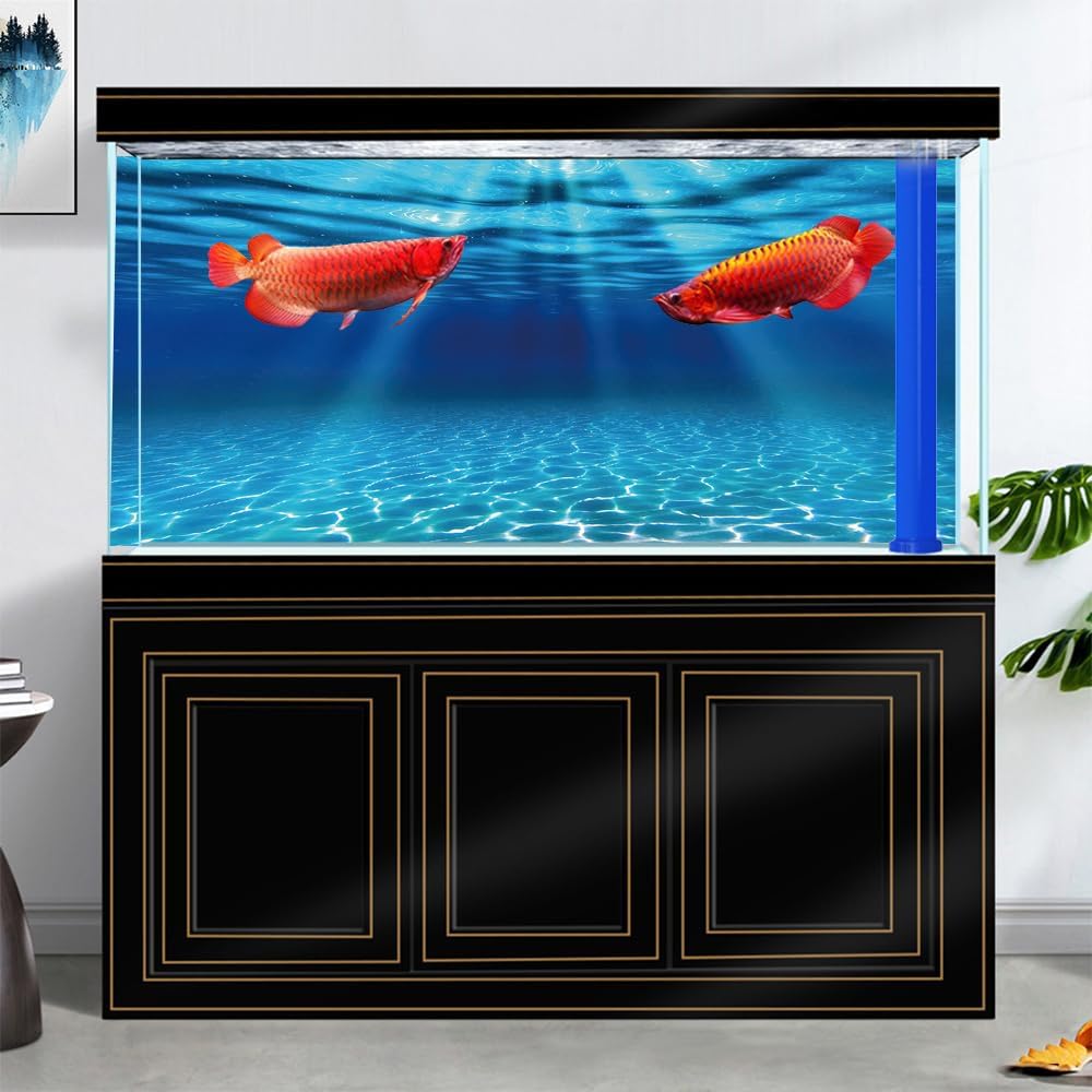 Natural Undersea Aquarium Background, Underwater Ocean Sunlight Fish Tank Background 36X18IN with 8 EVA Double-Sided Tape