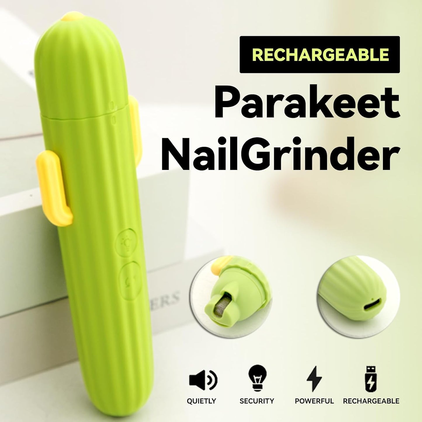 Bird Nail Grinder Upgraded Bird & Cat Nail Clipper rwith LED Lamp 2-Speed Electric Rechargeable Bird Beak Grinding Stone for Cats Dogs Bird Parrot Budgerigars Parakeets Myna Conure Parakeets Lovebirds