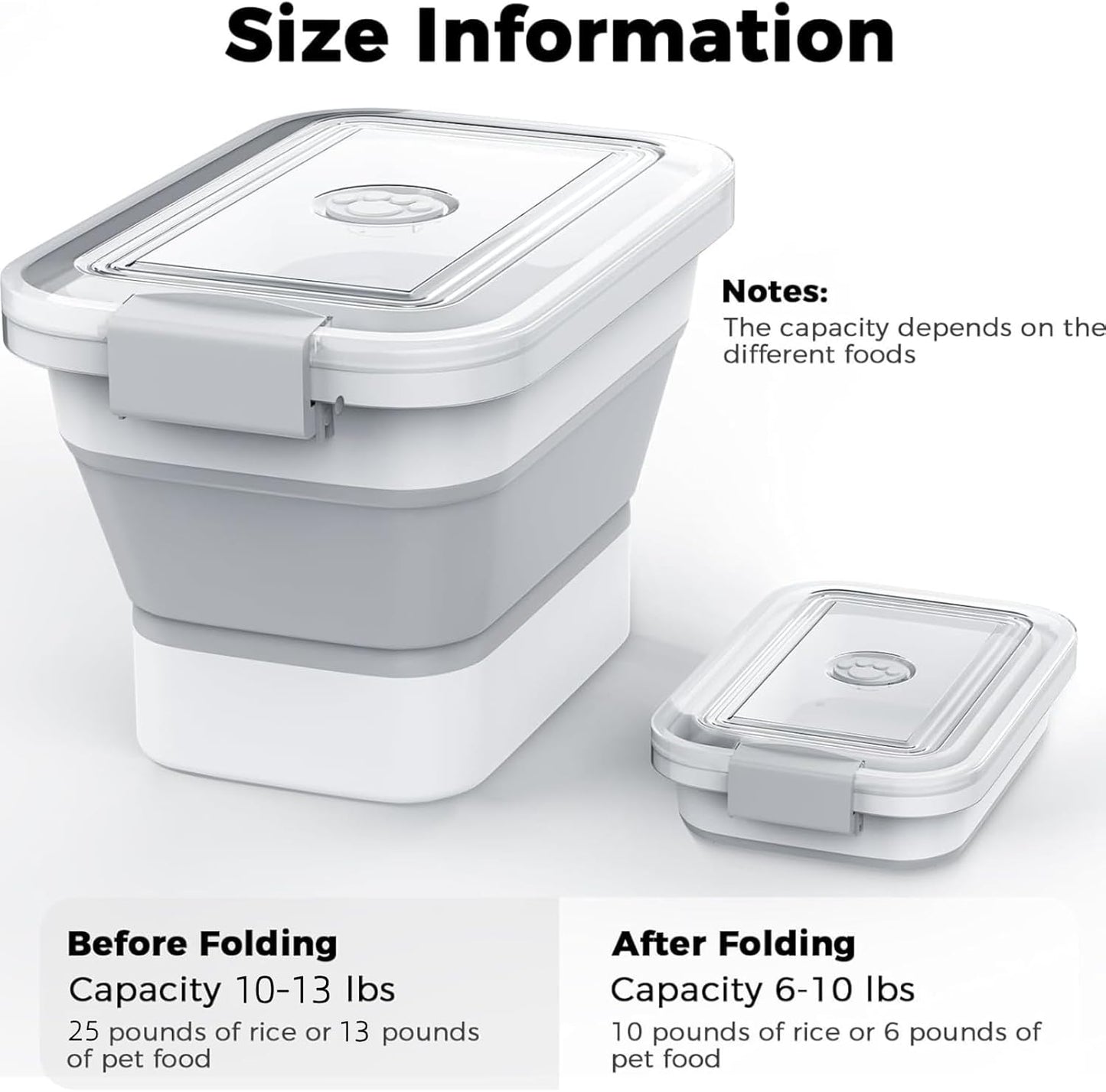 10-13 Lbs Dog Food Storage Container,Collapsible Dog Food Container with Transparent Airtight Lid,Pet Food Scoop and Dog Bowl,Multifunctional Food Storage Container for Pet Food,Rice,Flour