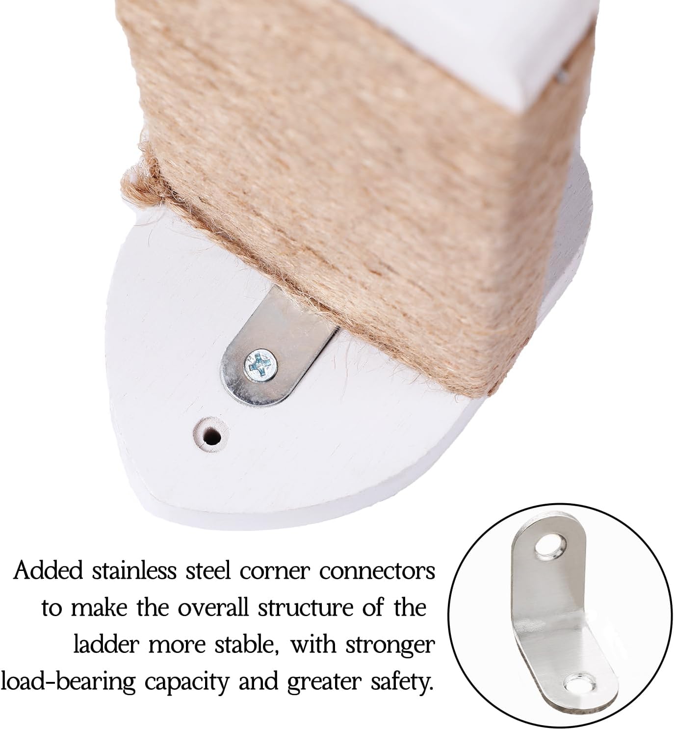 3pcs Wall Mounted Cat Steps, Climbing Furniture, Shelves With Hemp Rope Covered, Solid Wood Ladder for Playing and Climbing (Standard-White)