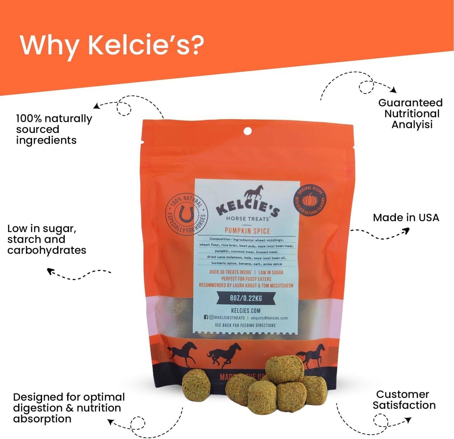 Horses Treats - Low Sugar, Starch, and Carbohydrates | Healthy Treats for Horse Supports Superior Digestion 8 Ounce (1 Pack)