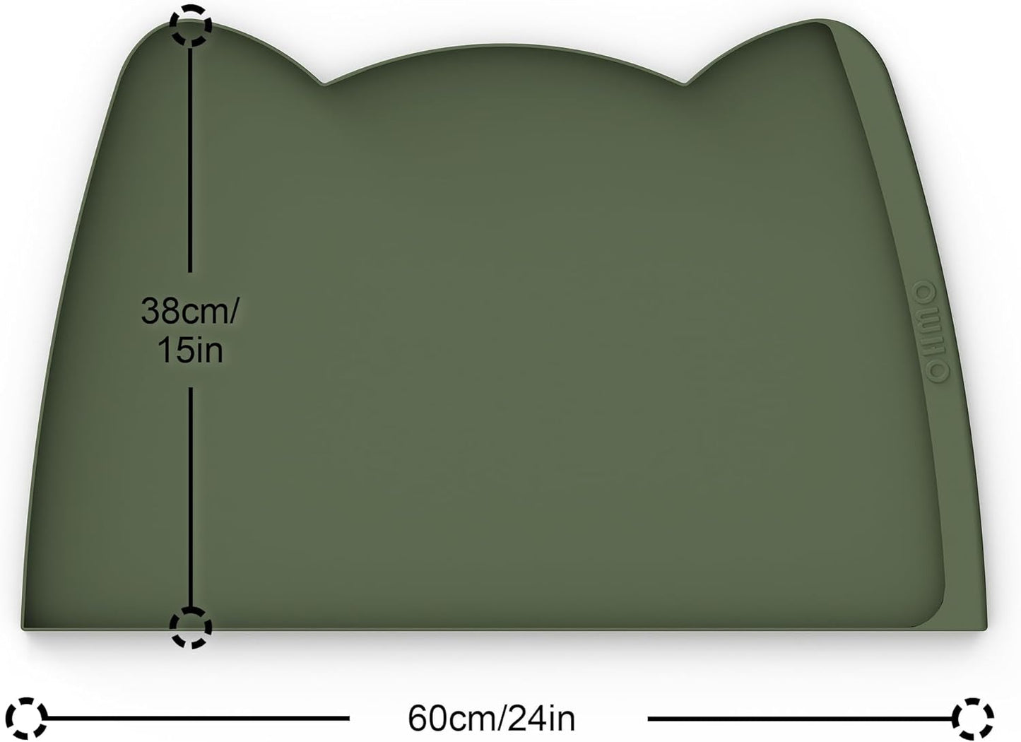 OHMO Dog Food Mat(Camo Green, 24 * 15'') w/Residue Collection Pocket Silicone Pet Feeding Mat for Floor High Edges Anti Spills Waterproof Cat Water Bowl Tray, Easy Clean Placemat