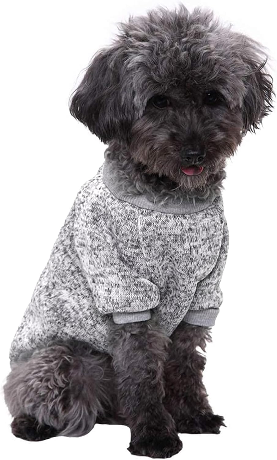 Jecikelon Dog Clothes Dogs Sweater Soft Puppies Clothing Winter Puppy Sweaters Warm Outfit for Dogs Small XXS XS Cat Apparel (Grey, M)