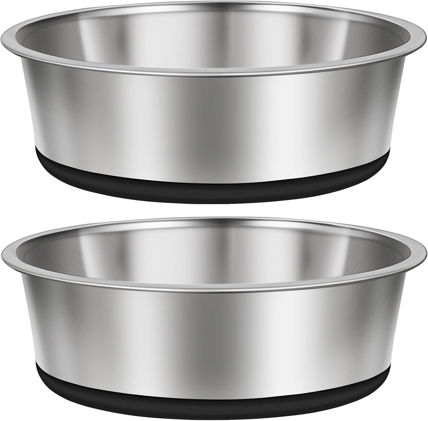 Taglory 4 Cup Stainless Steel Dog Bowls Set of 2 for Food and Water, Silicone Base Anti-Slip, Rust Resistant, Extra Thick Metal Bowls for Small Dogs, 30oz, Black