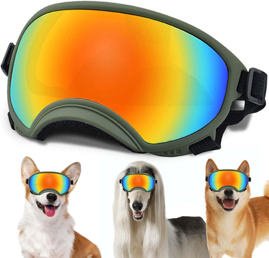 Medium Dog Sunglasses with Adjustable Strap UV Protection, Winproof Dog Puppy Sunglasses, Suitable for Medium Dog Pet Glasses, Dogs Eyes Protection,Soft Dog Goggles