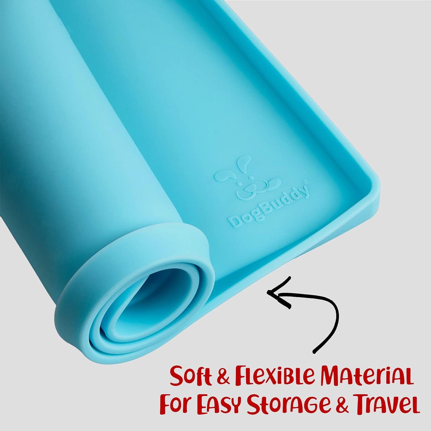 DogBuddy Dog Food Mat – Waterproof Dog Bowl Mat for Food and Water, Silicone Pet Feeding Mats for Floors, Non-Slip Placemat with High Edges for Dogs Bowls, Puppy Essentials (XL: 28" x 18", Maya)