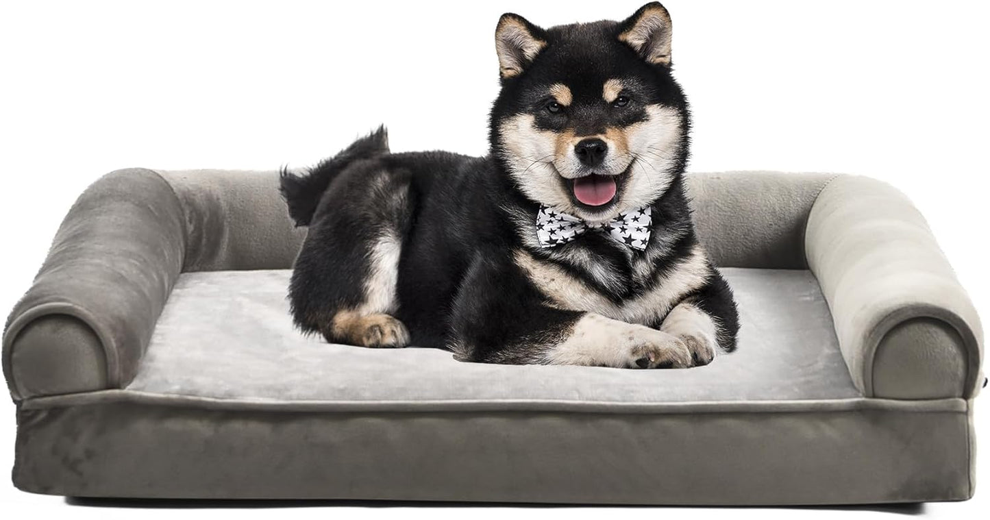 Amazon Basics Dog Bed with Cooling Gel Memory Foam, Pressure-Relief Support for Dogs up to 30lbs, Non-Slip Bottom, Machine Washable Cover, Medium Sized (30" x 20"), Brown