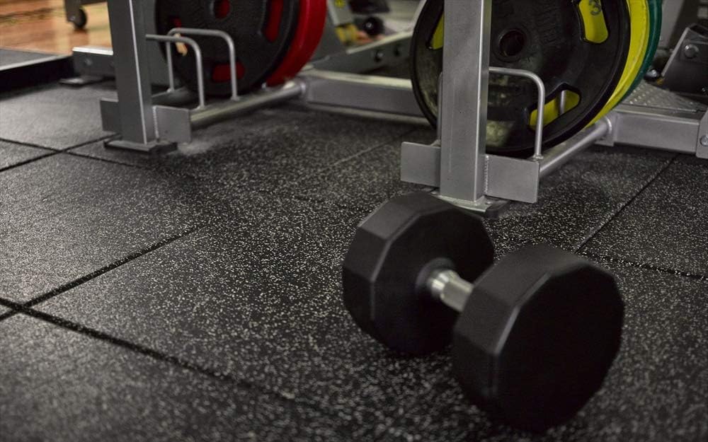 American Floor Mats - Extreme Rubber Gym Tiles - 1 Inch Thick Colorful Rubber Gym Mats - Superior Shock and Sound Absorbing Mats - 35% Green/Grey/White 100 Mat Pack (Covers 400 Sq Ft)