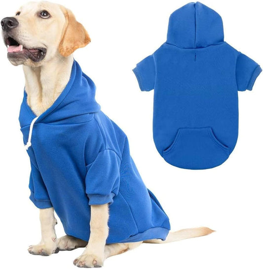 KOOLTAIL Basic Dog Hoodie - Soft and Warm Dog Hoodie Sweater with Leash Hole and Pocket, Dog Winter Coat, Cold Weather Clothes Sweatshirt for Small Medium Large Dogs Puppy Cat Boys Girls Blue XXL