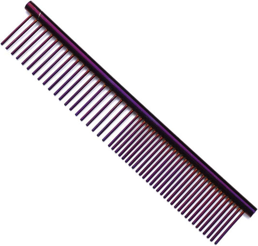 ZoCr Stainless Steel Pet Comb for Dogs Cats, Pet Grooming Comb with Different Spaced Rounded Teeth (Purple)