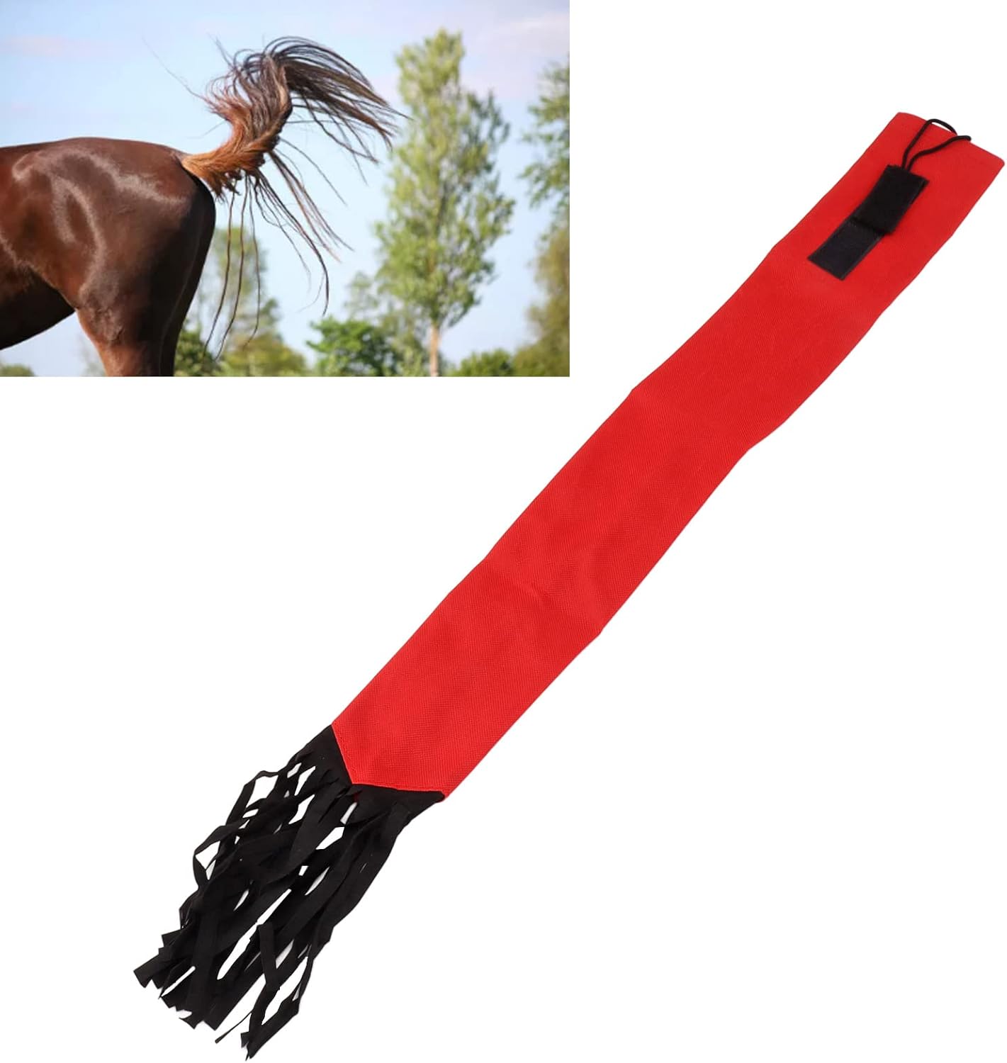 GLOGLOW Horse Tail Bag, Design Horse Tail Guard with Fringe for Keep Tail and Protected (Red)