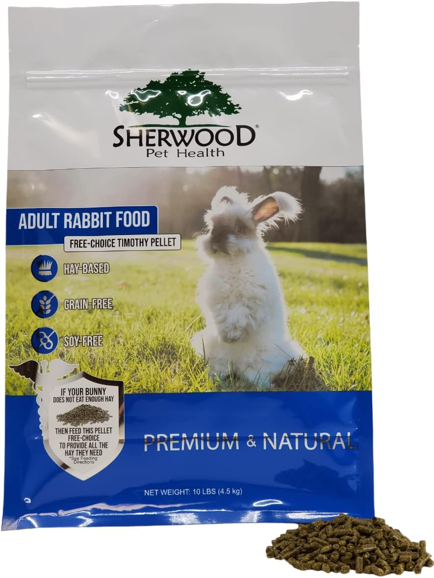 Sherwood Pet Health Adult Rabbit Food Timothy Hay Free-Choice 10lbs Hay-Based, Grain and Soy-Free for Better Digestion