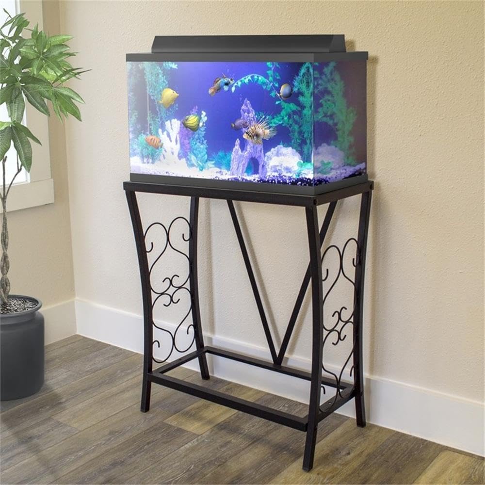 Contemporary 20 Gallon Metal Aquarium Stand in Black
