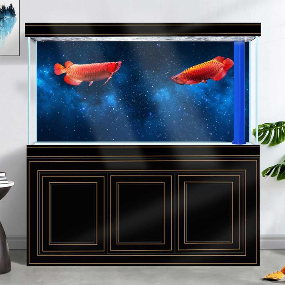 60X24IN Starry Aquarium Background, Art Starry Fish Tank Decorations Background, with 8 EVA Double-Sided Tape