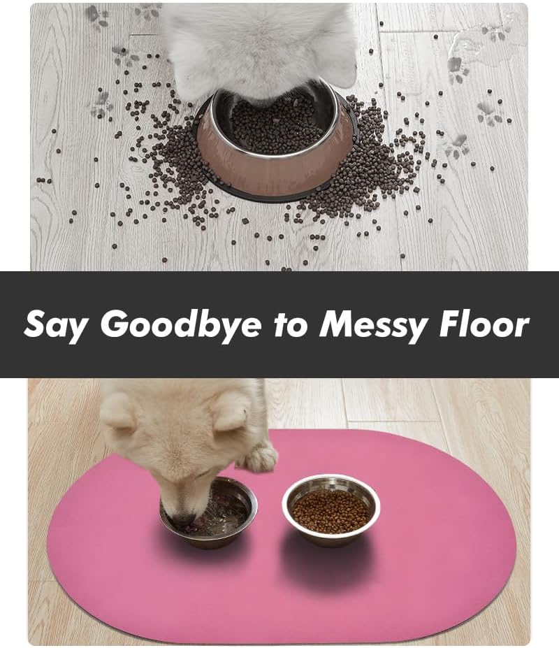 Absorbent Dog Food and Water Bowl Mat - Quick Dry, No Stains Feeding Mat for Messy Drinkers - Pet Supplies Accessories