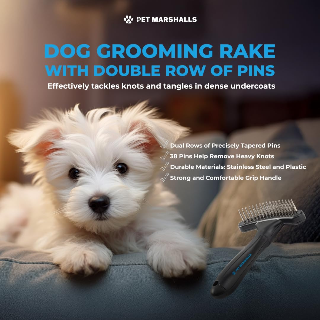 Pet Grooming Brushes Kit - 6-in-1 Complete Grooming Accessories for Deshedding, Detangling, and Dematting including Nail Clipper and File