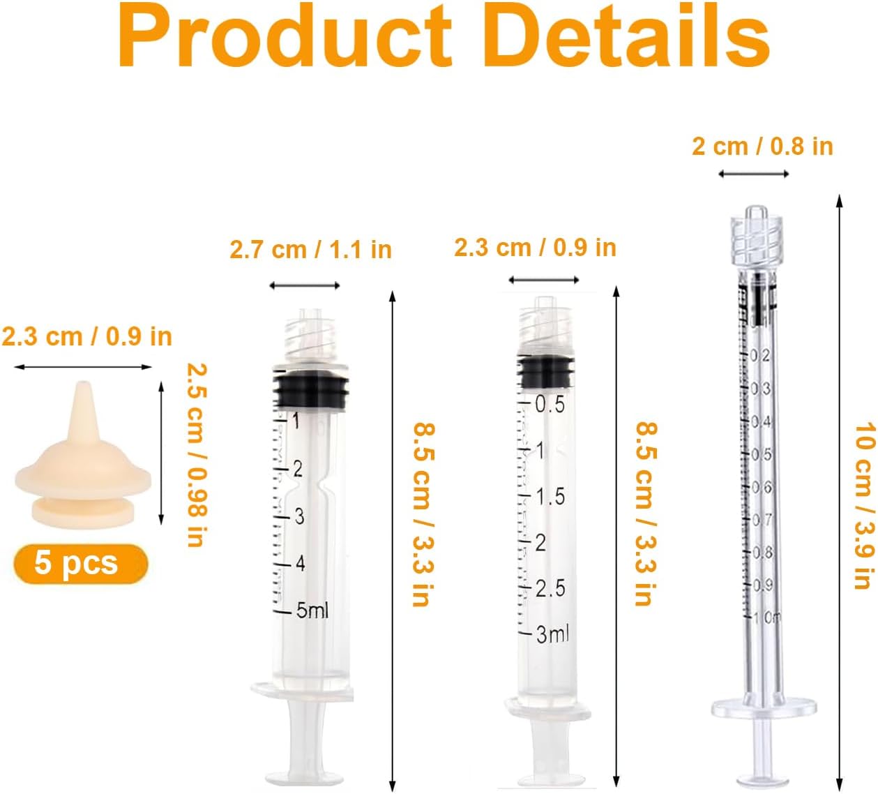 Pet Feeder Syringe, Newborn Animal Feeder Syringe Pet Feeding Nursing Syringe Silicone Feeding Pacifier,Pet Feeding Nipple for Kitten and Puppy (1ml+3ml+5ml Feeder & 5 Small Nipples)