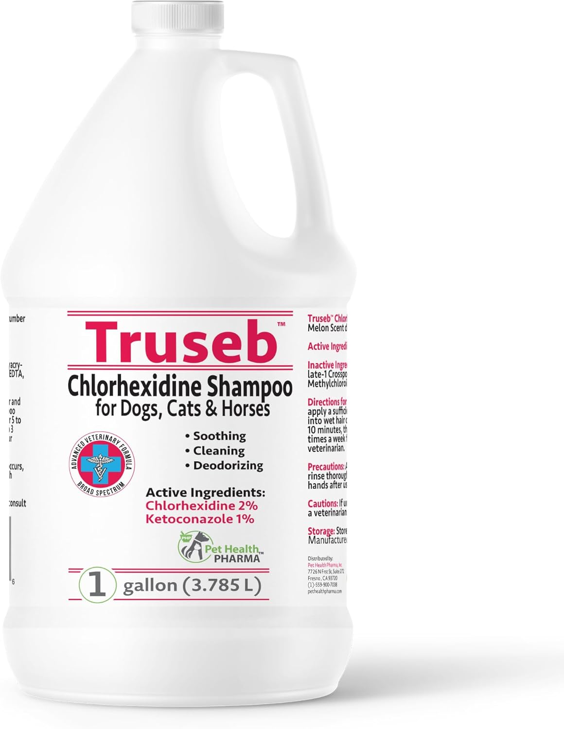 Truseb All Natural Topical Ketoconazole and Chlorhexidine Shampoo for Dogs, Cats & Horses with Aloe Vera Shampoo and Conditioner(Ketoconazole & Chlorhexidine Shampoo, 1 Gallon)