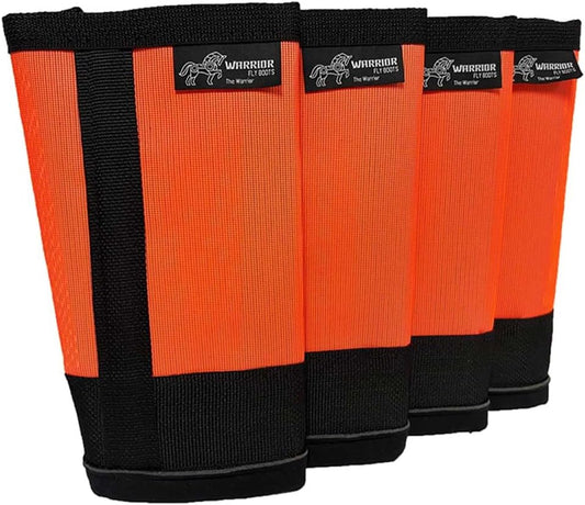 Warrior Fly Boots for Horses - Breathable Mesh Horse Boots for Fly Protection & Leg Comfort - Set of 4 (The Warrior, Neon Orange)