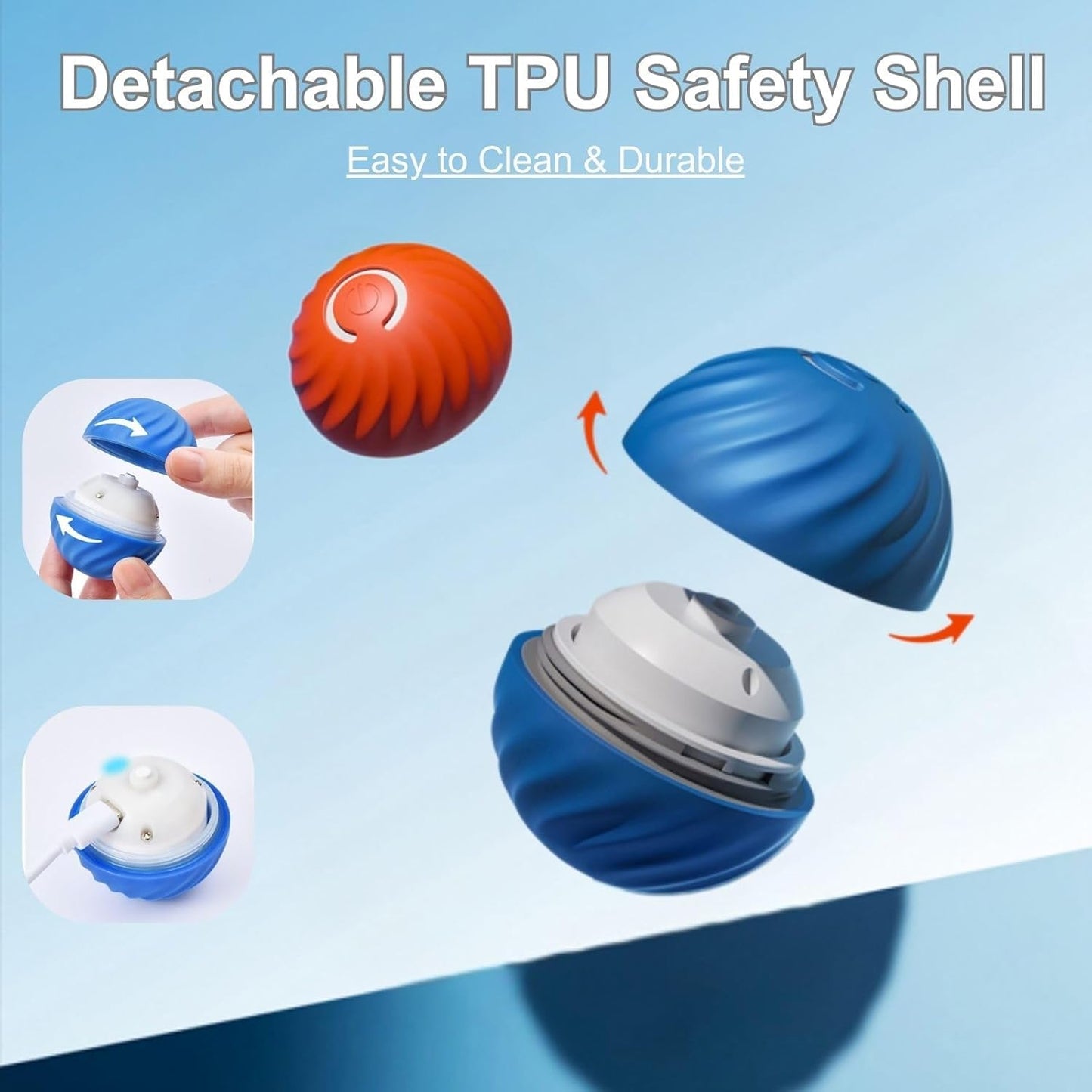 Zoomie Buddy 2.0, Zoomie Buddy for Dogs, 2 in 1 Smart Touch Interactive Dog Balls ＆ Pet Feeder, 2.83" Diameter, Suitable for Small/Medium Dogs, with Fruit Plush Cover (Blue, Only)