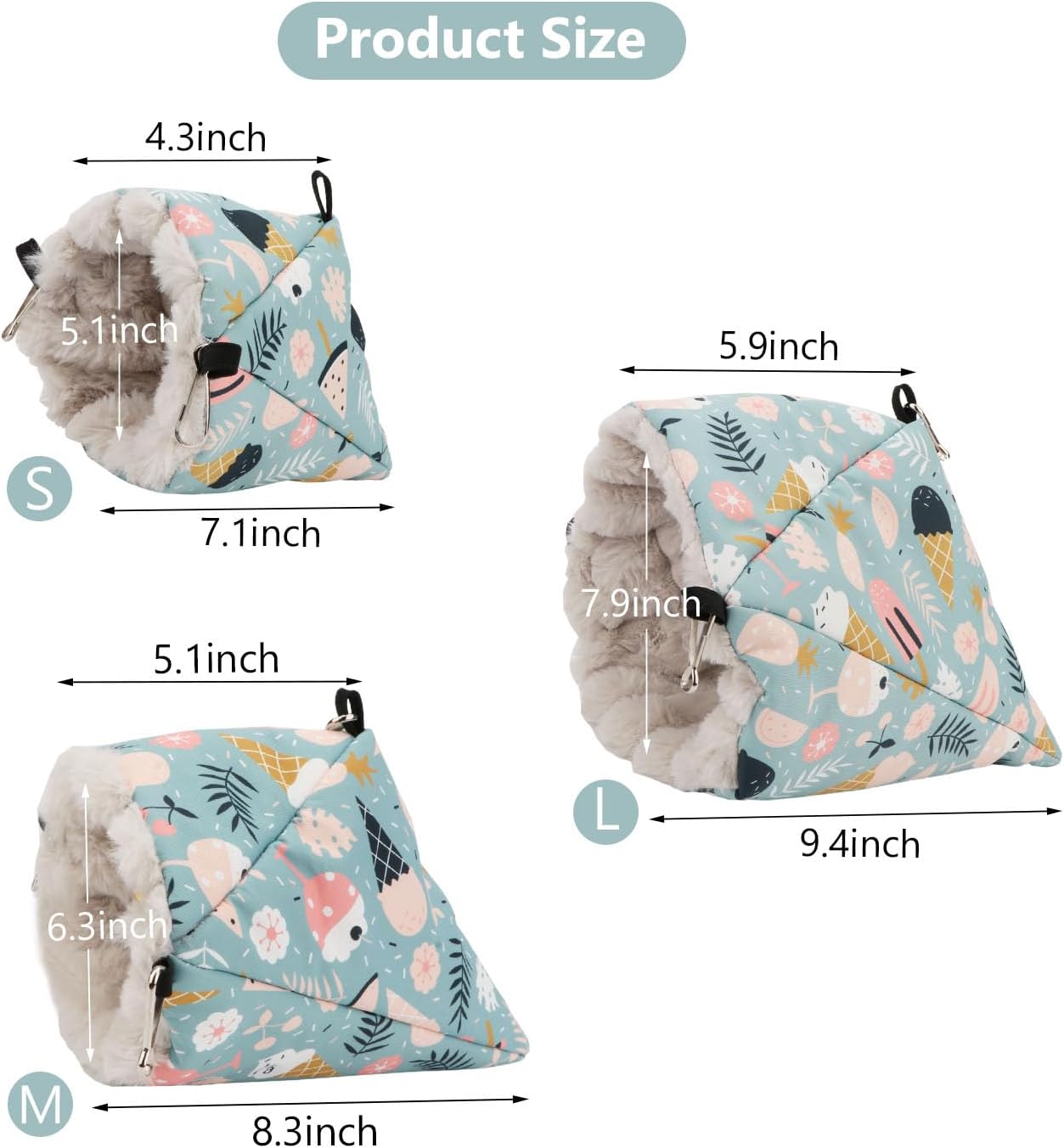 Wontee Bird Nest House Winter Warm Hanging Hammock Bird Bed Snuggle Hut for Parakeets Budgies Caique Conures Cockatiels (Medium, Blue)