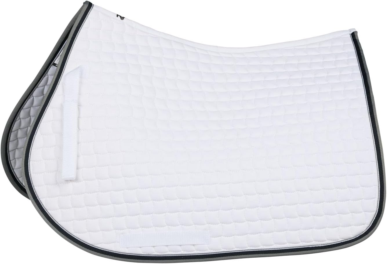 HORZE Adepto Padded All Purpose Quilted Equestrian Saddle Pad for Horses with Two-Tone Trim
