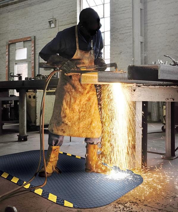 American Floor Mats Hog Heaven 5/8 inch Black & Yellow Border 3' x 12' Nitrile Backed Anti-Fatigue Comfort Mat