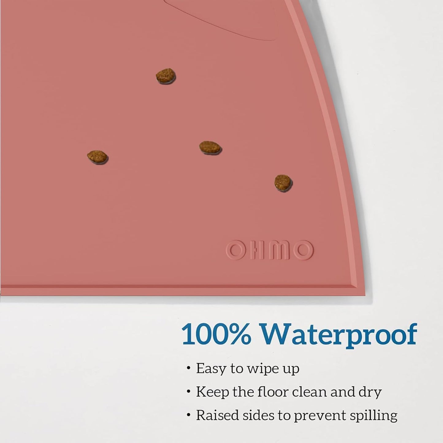 OHMO - Cat Food Mat, Silicone Pet Feeding Mat for Floor Non-Skid Waterproof Dog Water Bowl Tray, Easy to Clean Pet Placemat (Erythrinus, 18 * 9.8'')