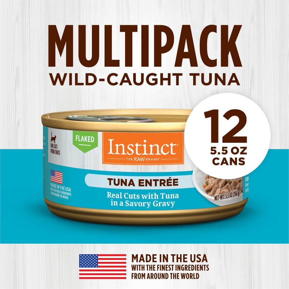 Instinct Flaked Entrée Wet Canned Cat Food - Tuna, 5.5 oz. Cans (Pack of 12)