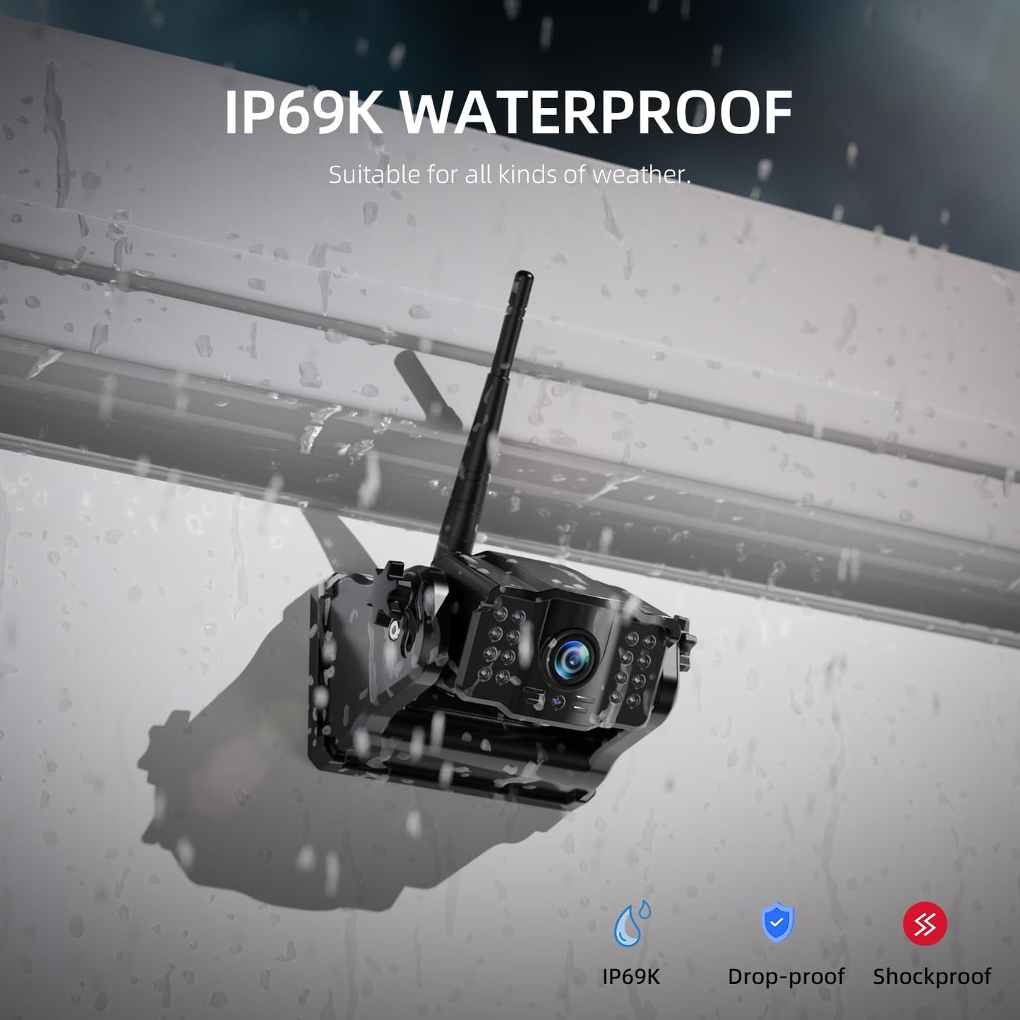 eRapta Magnetic Wireless Backup Camera Kit with HD1080P 7” DVR Monitor, Dual RV/Trailer/Truck/Tractor Cameras Wireless System, No Wiring, 9600mAh Rechargeable Battery, IR Night Vision-ACT702