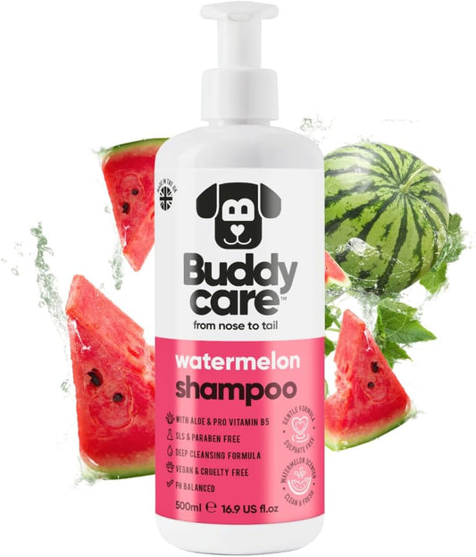 Watermelon Dog Shampoo by Buddycare | Dry Skin & Itchy Skin Relief for Smelly Dogs | Deep Cleansing Shampoo for Dogs Puppy Sensitive Skin | Dog Shampoo & Conditioner | with Aloe & Vitamin B5 (16.90oz)