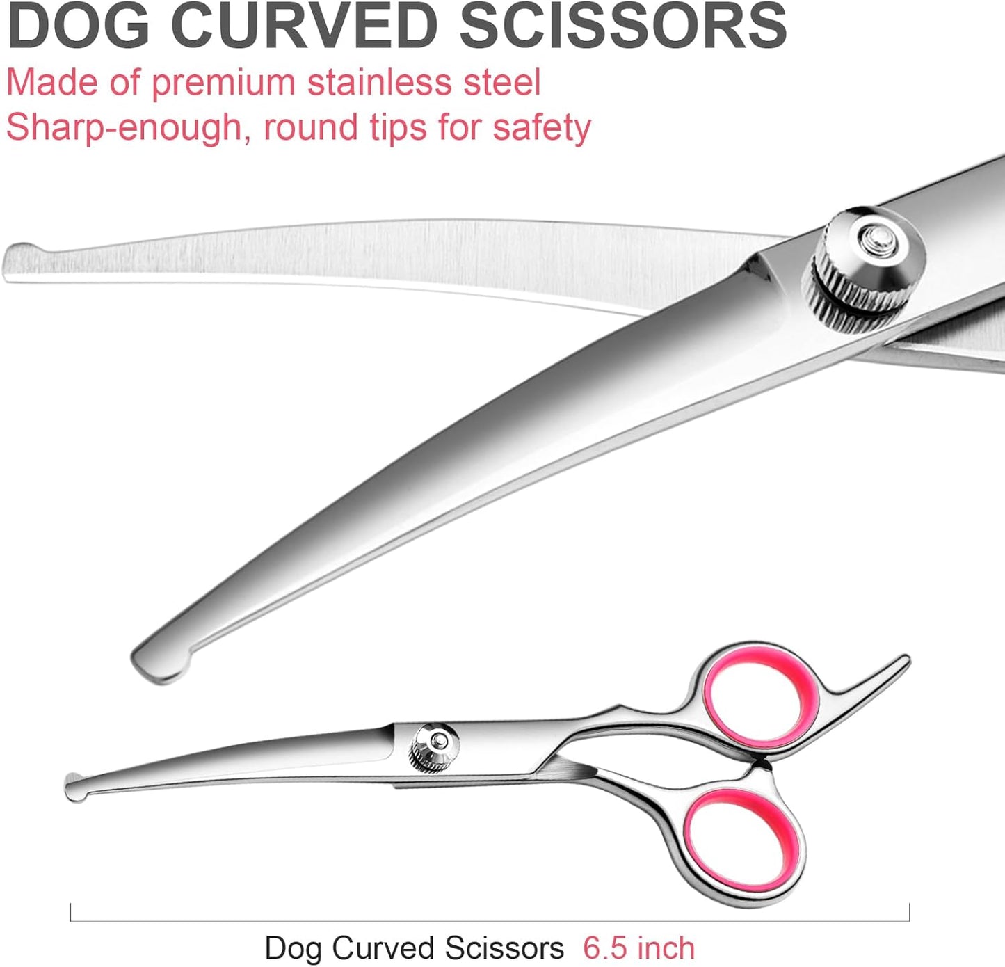 Professional Dog Grooming Scissors Kit, Titanium Coated Dog Scissors for Grooming, Grooming Shears Kit for Dogs Cat At Home (Pink 5 in 1)