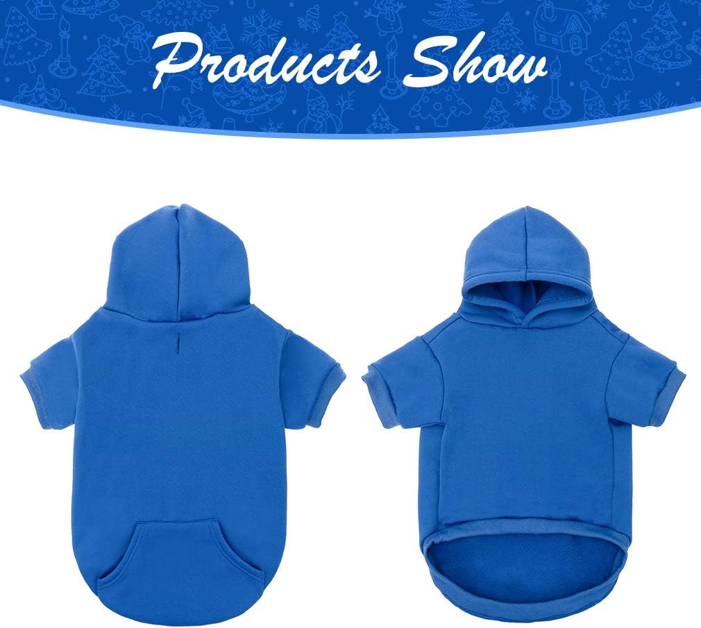 KOOLTAIL Basic Dog Hoodie - Soft and Warm Dog Hoodie Sweater with Leash Hole and Pocket, Dog Winter Coat, Cold Weather Clothes Sweatshirt for Small Medium Large Dogs Puppy Cat Boys Girls Blue XS