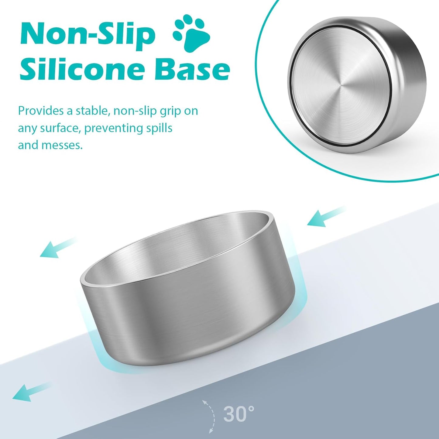 LIANLAI Stainless Steel Dog Bowls, Rust-Resistant Metal Large Dog Bowl, Double-Walled Puppy Water Bowl, Ideal Bowls Large Sized（64 oz）