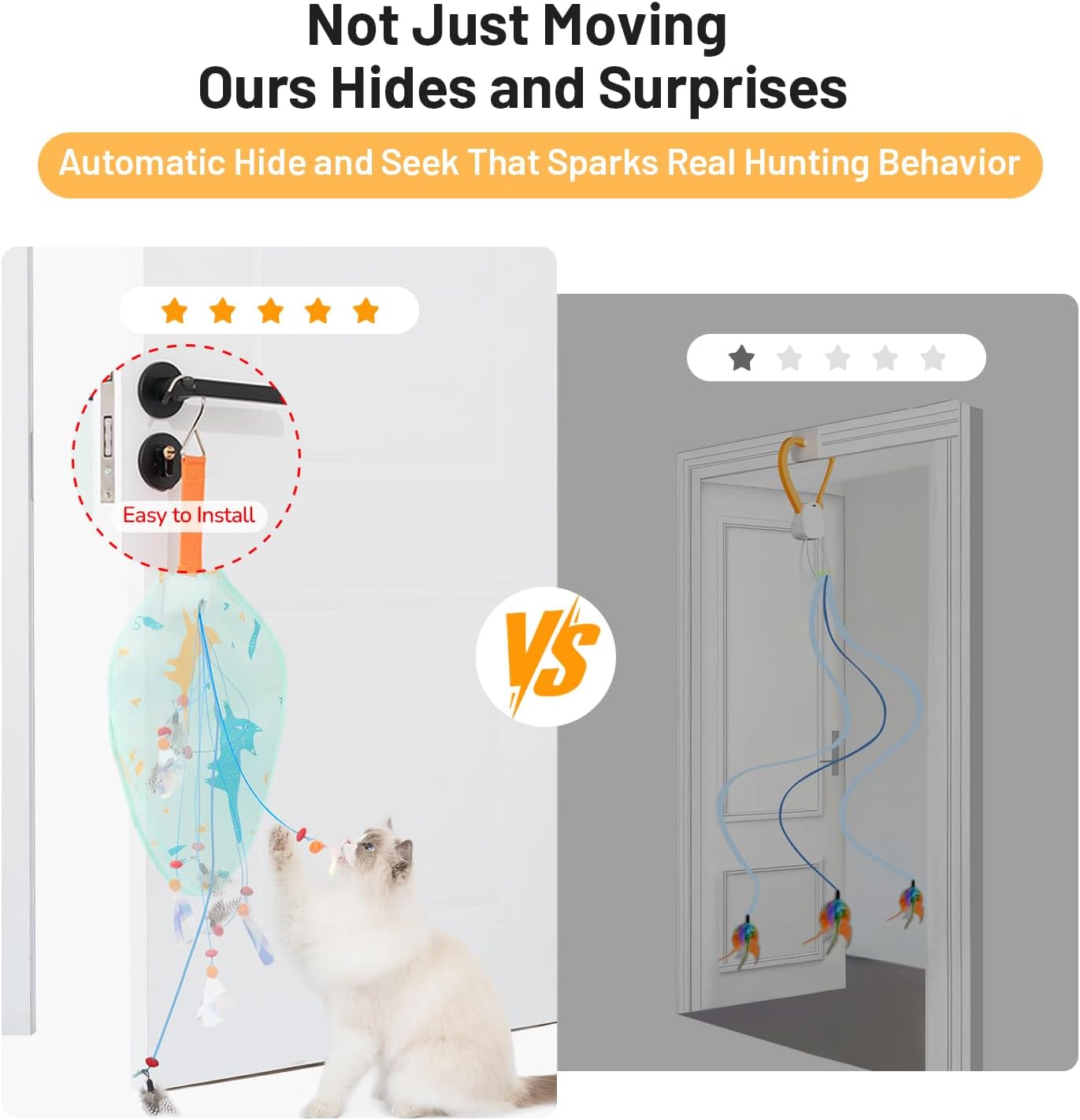 Interactive Cat Toys for Indoor Cats,Rechargeable Automatic Concealed Cat Feather Teaser,Motion Activated Enrichment Toys for Indoor Bored Adult Cats(Color)