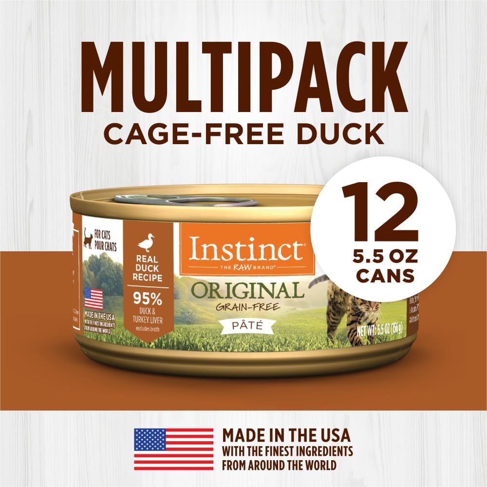 Instinct Original Pate Wet Cat Food, Grain Free Recipe - Real Duck, 5.5 oz. Cans (Pack of 12)