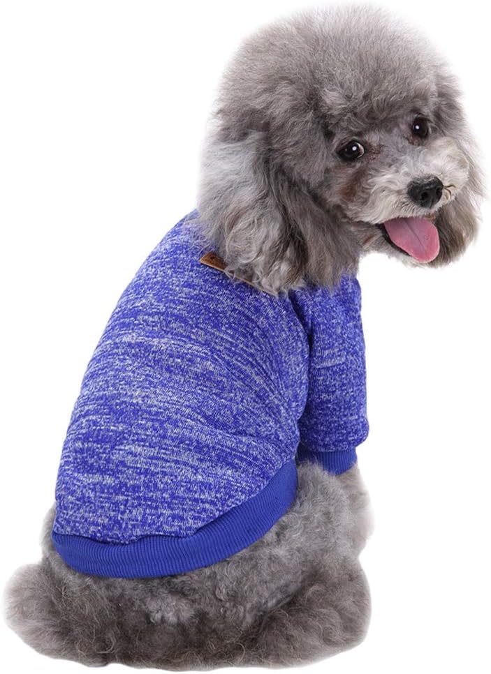 Jecikelon Dog Clothes Dogs Sweater Soft Puppies Clothing Winter Puppy Sweaters Warm Outfit for Dogs Small XXS XS Cat Apparel (Medium, Dark Blue)