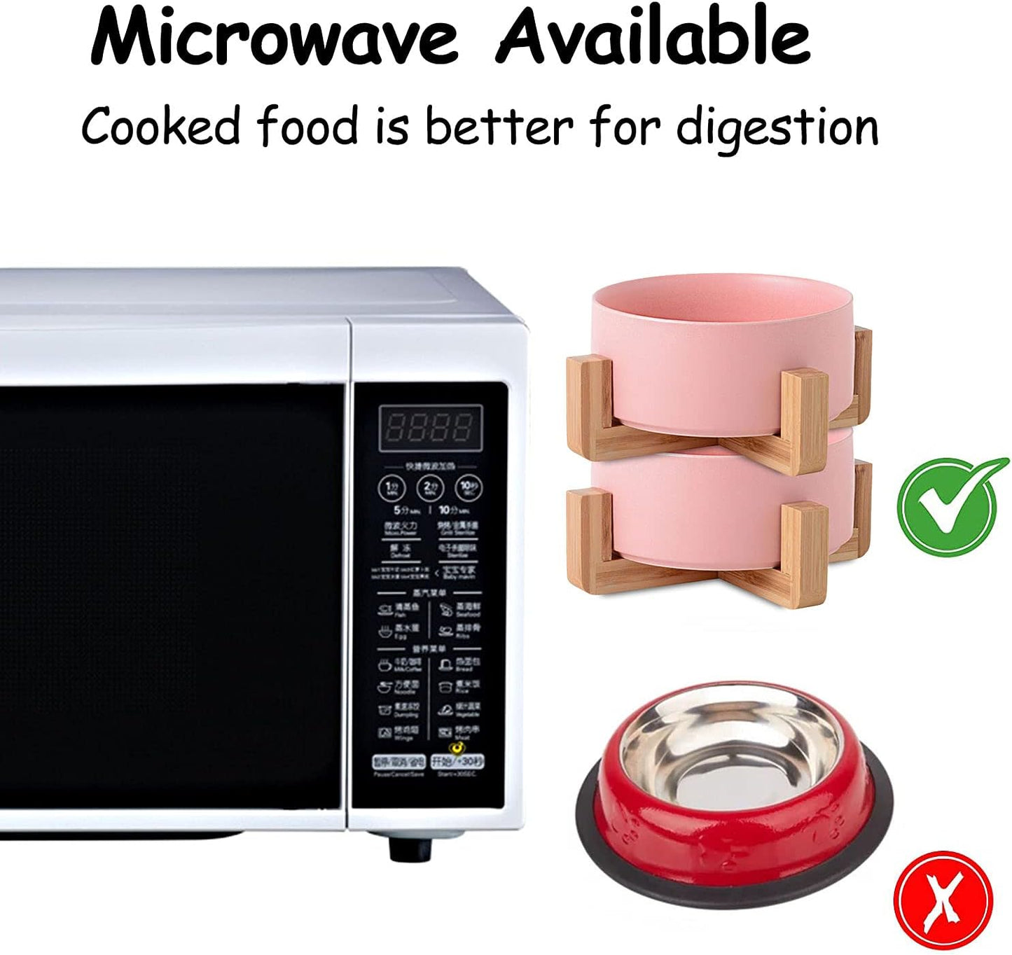 Petygooing Dog Cat Bowl Ceramic Pink Pet Dish with Stand for Food and Water, Modern Cute Matte Glaze Weighted Pet Bowls Set for Cats & Small Size Dogs 13.5 OZ (5.1In / 1.7 Cups) Pink