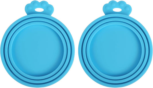 PetBonus 2 Pack Silicone Pet Can Cover Lids, Universal Size for Dog Cat Food, 1 fit 3 Standard Size Can Tops, BPA Free Dishwasher Safe (Blue, Blue)