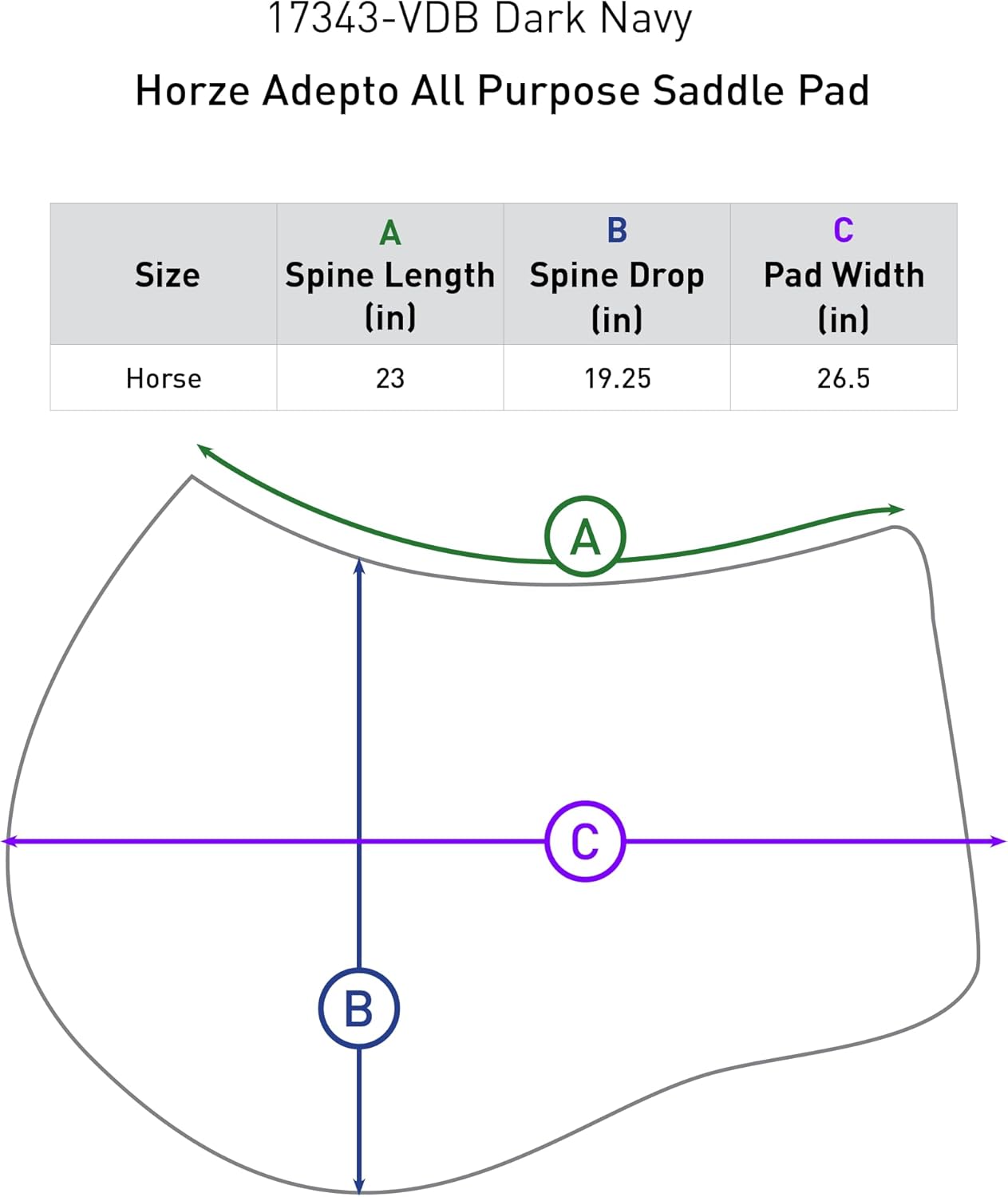 HORZE Adepto Padded All Purpose Quilted Equestrian Saddle Pad for Horses with Two-Tone Trim
