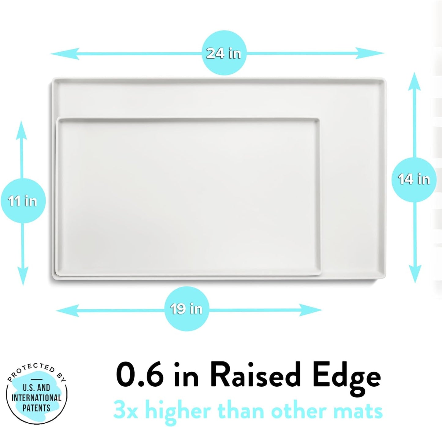 CatGuru Cat Food Mat, Small & Large Pet Feeding Mat, 100% Waterproof Cat Placemat for Food and Water, Silicone Mats for Cats Bowls, Non-Slip Mat for Pet Bowl or Fountain (Small, Marshmallow)