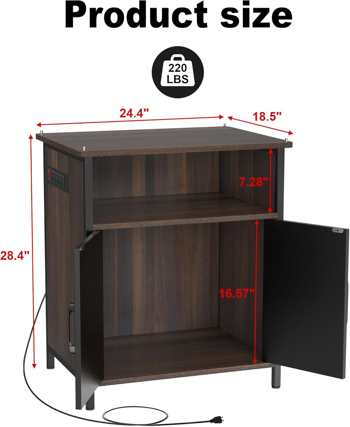 GDLF Terrarium Stand Reptile Tank Stand with Accessories Storage and Power Outlets for 24”Wx18”D Reptile Terrarium