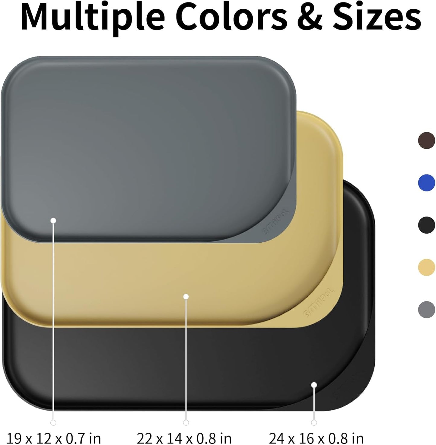 Silicone Pet Feeding Mat with Raised Edge & Residue Collection Pocket for Food and Water, Dog Bowl Mats, Cat Bowls Placemat with High Lip for Floor Waterproof, 22 x 14 x 0.8 Beige