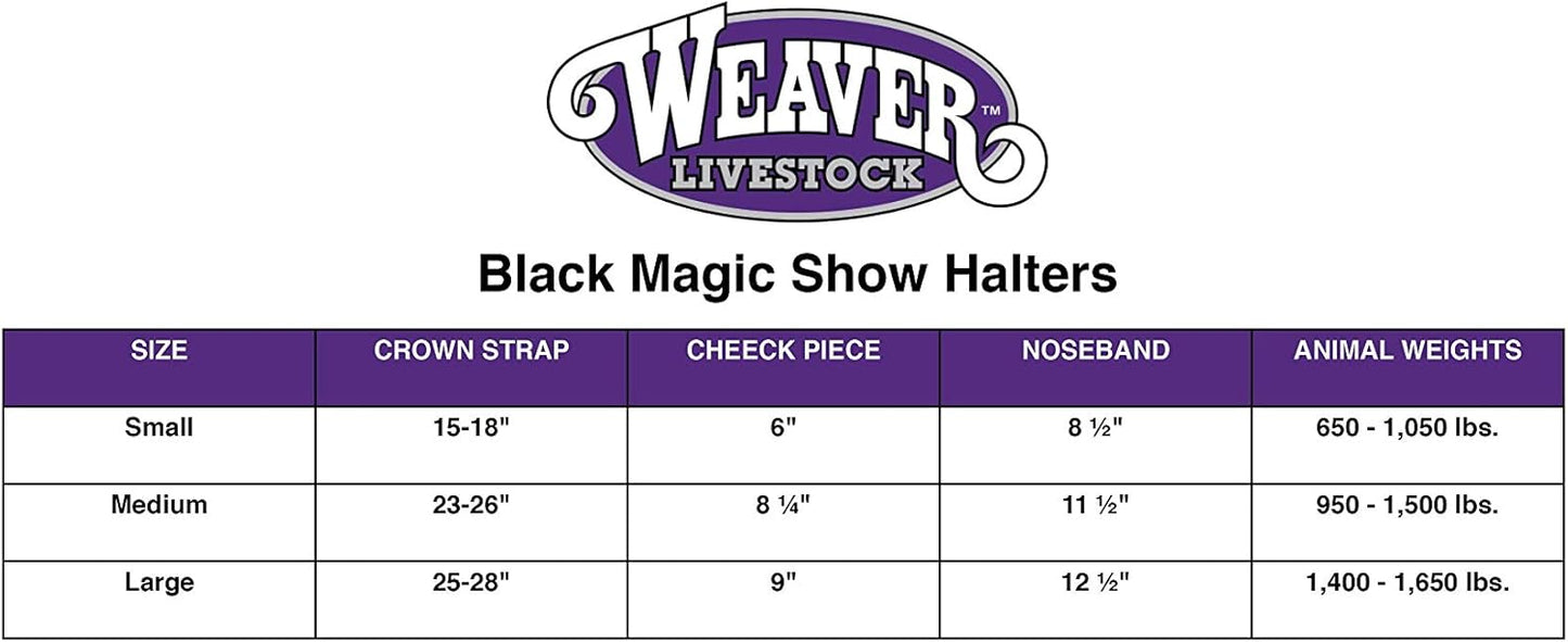 Weaver Livestock Leather Magic Show Cattle Halter, Adjustable, Modern Style Cow Calf Halter, Livestock Handling Equipment for Showing, Black